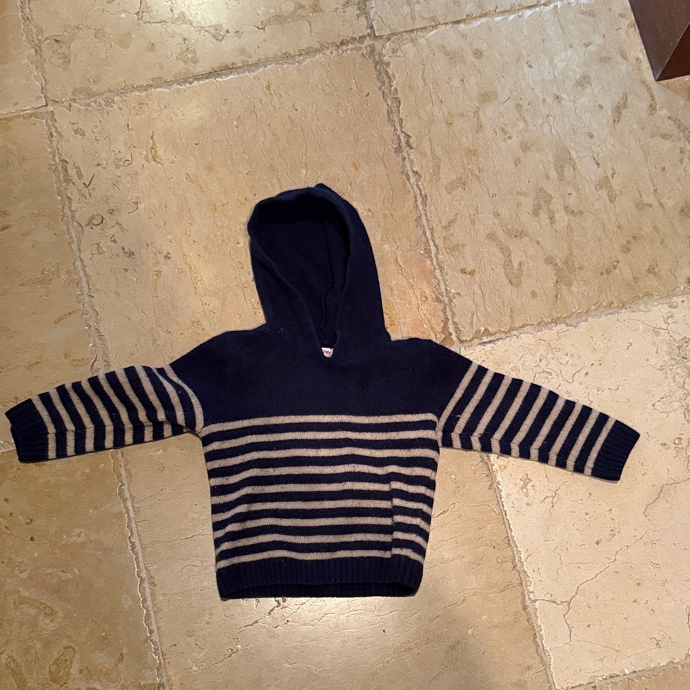 Cozy Navy and Gray Striped Kids' Hoodie